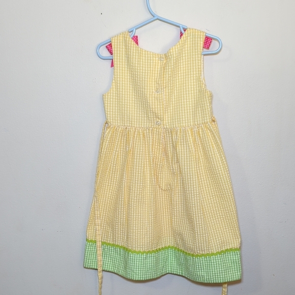 Rare Editions Yellow Gingham Sundress with Pink Flamingo Girls Size 4 - Picture 6 of 6